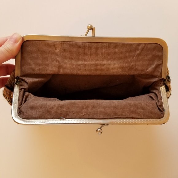 #893 Vintage Rose Tapestry Bag with Metal Frame Closure 2 compartments inside - Picture 7 of 9